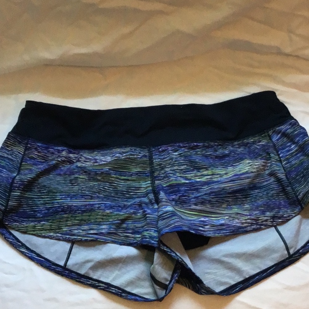 Lululemon Athletica Black and Blue Speed shorts 2”